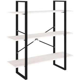 vidaXL Libreria a 3 Ripiani Bianca 100x30x105 cm in Massello di Pino - Vidaxl