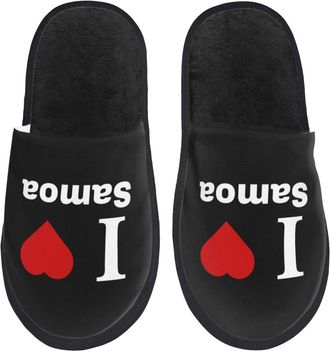 Generic Furry Slippers I Love Samoa Fuzzy Slippers Unisex Casual House Slipper For Party Indoor Mens M