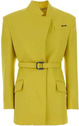 The Attico Wool Gabardine Blazer - Dames - Blazers - Geel - 2XS - Wol - Jassen