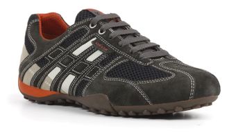 Geox Sneaker GEOX Snake, Herren, Gr. 39, grau (dunkelgrau), Textil, Veloursleder, Schuhe Sneaker, Freizeitschuh, Schn&uuml;rschuh mit Geox Spezial Membran