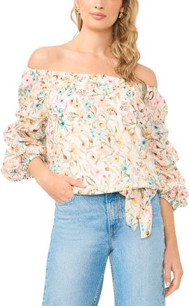 Vince Camuto Off the Shoulder Bubble Sleeve Top in Antique White at Nordstrom, Size X-Large