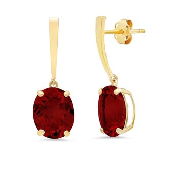 MAX + STONE 14k Yellow Gold Solitaire Oval-Cut Gemstone Drop Earrings (10x8mm)