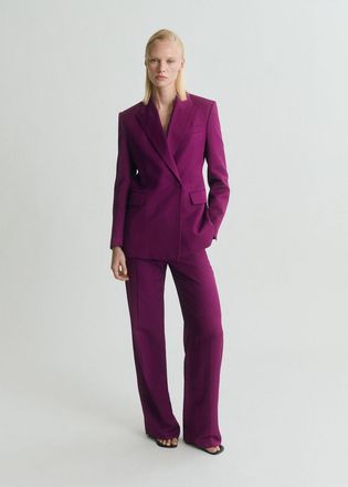 Mango Blazer completo doppiopetto misto lino fucsia - Donna - XS - MANGO