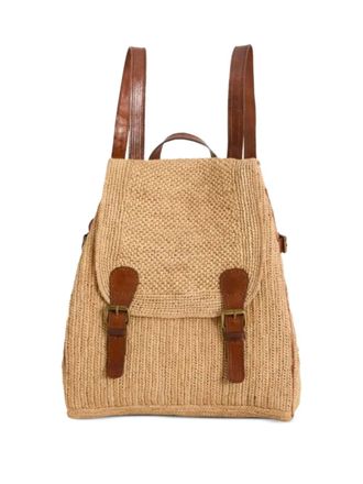 Ibeliv double-buckle raffia backpack - women - Raffia/Organic Cotton - One Size - Neutrals