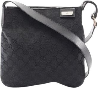 Gucci Pre-owned GG Canvas Leren Schoudertas - Dames - Vintage Schoudertas - Zwart - ONE Size - Leer - Vintage