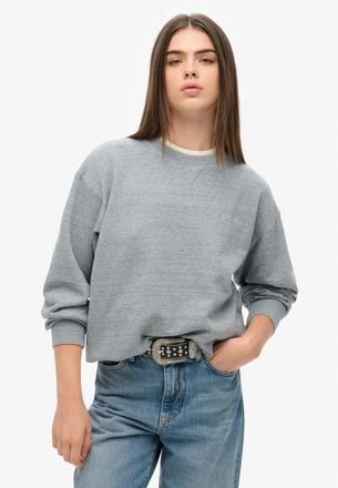 Superdry Sweatshirt SUPERDRY ESSENTIAL LOGO OVERDYED SWEAT, Damen, Gr. XS, blau (blau fog), Sweatware, Obermaterial: 100% Baumwolle, unifarben, l&auml;ssig geschnit