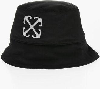 Off-white Solid-Color Bucket Hat with Embossed Arrow Embroidery size S