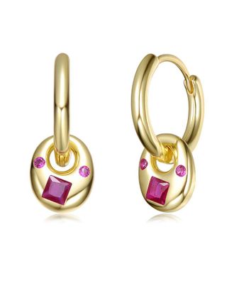 Rachel Glauber 14K Plated Cz Hoop Earrings