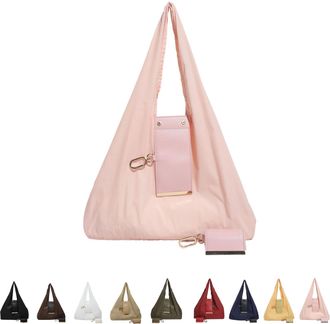 Generic Keychain Foldable Tote Bag, Expandable Reusable Shopping Handbag, Multi-Functional Compact Pocket Bag Large Capacity (2, Pink)