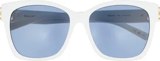 Balenciaga 57mm Square Sunglasses in White Gold Blue at Nordstrom Rack