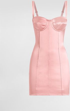 Dolce & Gabbana Short Satin Corset Dress - Woman Dresses Pink Satin 38
