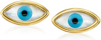 RS Pure by Ross-Simons Italian Multicolored Mother-Of-Pearl Evil Eye Earrings in 14kt Yellow Gold