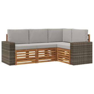 vidaXL Juegos De Sof&aacute;s Con Coj&iacute;n 4 Pcs Madera De Acacia S&oacute;lida Vidaxl