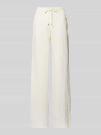 Max Mara Relaxed Fit Leinenhose mit Allover-Muster Modell FONTE in Offwhite, Gr&ouml;&szlig;e 40