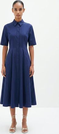 Exquise Darcel Short Sleeve Buttoned Midi Dress in Navy at Nordstrom, Size Xx-Small