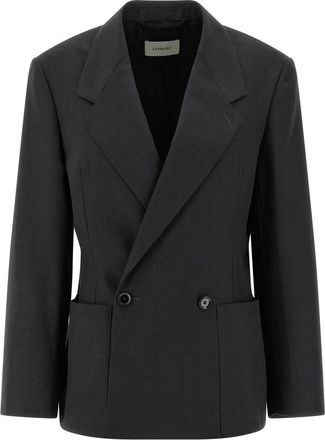 Christophe Lemaire Double-Breasted Tailored Jacket - Dames - Blazers - Zwart - M - Katoen - Jassen