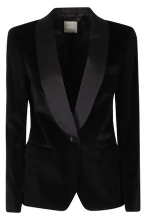 Kiltie Black Mikado Cotton Smoking Blazer
