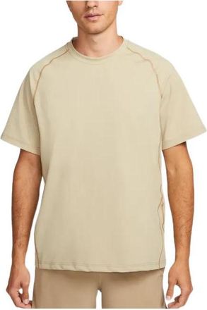 Nike Mens Nike Solid Color Alphabet Printing Round Neck Pullover Short Sleeve Khaki T-Shirt DQ4819-250