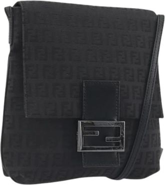 Fendi Pre-owned Zucchino Canvas Shoulder Bag - Dames - Vintage Schoudertas - Zwart - ONE Size - Leer - Vintage