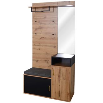 Urban Meuble Consola de entrada con espejo, almacenaje y perchero