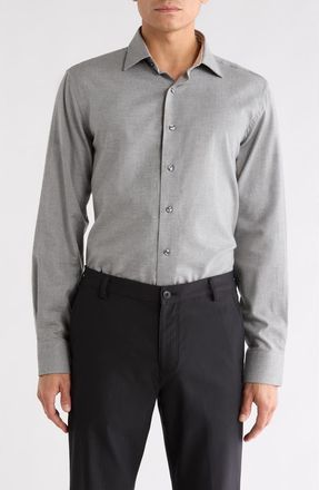 Lorenzo Uomo Trim Fit Heathered Cotton Dress Shirt in Sterling at Nordstrom Rack, Size 16.5 - 32/33