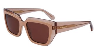 Ferragamo Brown Butterfly Ladies Sunglasses SF2002S 265 55