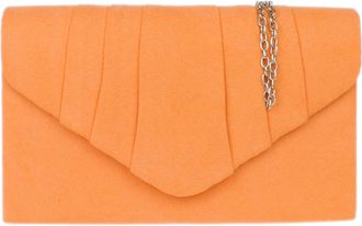 Girly HandBags Womens Faux Suede Clutch Bag Pleated Design Evening Party Orange