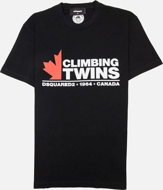 Dsquared2 Mens Dsquared2 Climbing Twins T-shirt Black - Size: 44