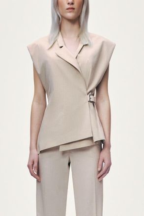 Nocturne Belted Double Breasted Vest in Ivory at Nordstrom, Size X-Small Eu