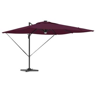 Berkfield Home Versatile Cantilever Roma Parasol with LEDs Bordeaux Red 286x285x in Burgundy