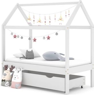 vidaXL Estructura De Cama Infantil Y Caj&oacute;n Madera Pino Blanca 70x140cm Vidaxl
