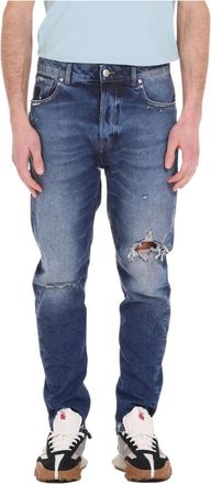 John Richmond Loose-fit Jeans met Beschadigingen - Heren - Loose Fit Jeans - Blauw - W34 - Jeans