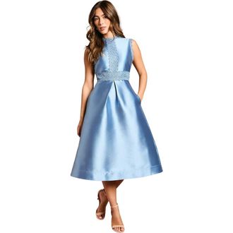 Coast Twill Lace Dress in Dusty Blue at Nordstrom, Size 8