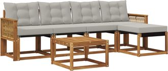 vidaXL Conjunto De Sof&aacute;s De Exterior 6 Uds. Natural Y Gris Claro Vidaxl