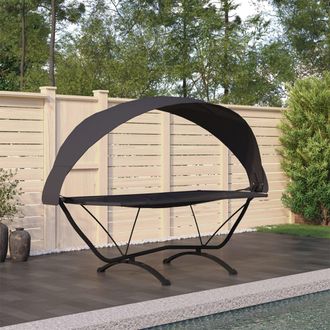 vidaXL Tumbona De Jard&iacute;n Con Dosel De Acero Y Tela Oxford Negra Vidaxl