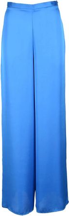 Simona Corsellini Light Blue Satin Wide-Leg Pants