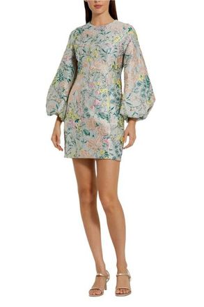 Mac Duggal Floral Brocade Puff Sleeve Fitted Mini Dress in Pastel Multi at Nordstrom, Size 2