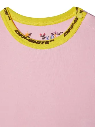 Off-white Long-Sleeve Cotton Bodysuit - Pink