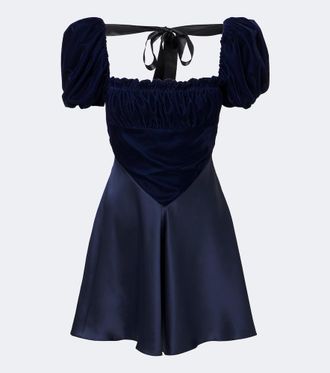 Rodarte Vestido corto de sat&eacute;n y tercipelo de seda
