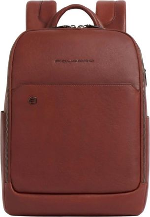 Piquadro Leren Laptop Rugzak 33 cm met Anti-diefstal Kabel - Heren - Rugzakken - Bruin - ONE Size - Leer - Tassen