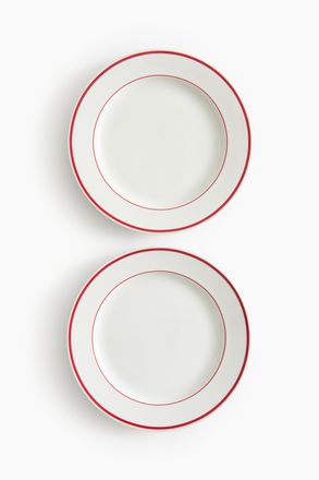 H&M 2er-Pack Speiseteller aus Porzellan - Red