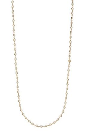 Tory Burch Moondance Faux Pearl Long Necklace in Light Brass /Pearl at Nordstrom