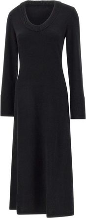 Loulou Studio Ari Lange Gebreide Jurk - Dames - Kleedjes - Zwart - L - Wol - Kleedjes