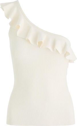 Zimmermann Rhiannon Frill Asymmetric Stretch-jersey Tank - White - 3 (UK 14 / L)