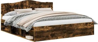 vidaXL Estructura De Cama Con Cabecera Roble Ahumado 180 X 200 Cm Vidaxl