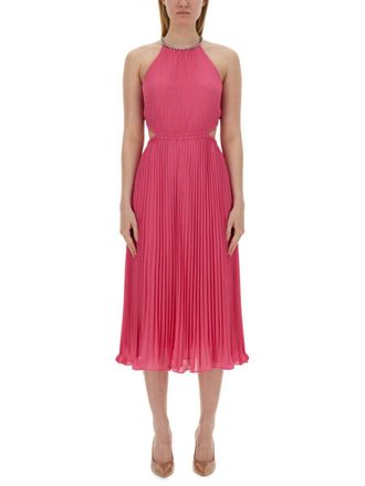 Michael Kors Pleated Georgette Dress With Cut-Out Details