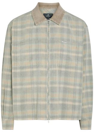 Represent Checked Corduroy-collar Flannel Overshirt - Grey - XL