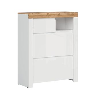 Petits Meubles Mueble para zapatos alto tableros de aglomerado laminados blanco
