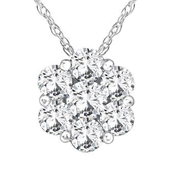 Pompeii3 1/2ct Pave Fire Diamond Clustser Pendant 14K White Gold