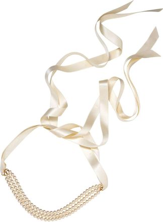 Jennifer Behr Blaire faux pear-embellished choker - women - Fabric/Faux Pearl - One Size - Neutrals
